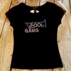 Kool & The Gang Black Rhinestone Tee Shirt Size Small